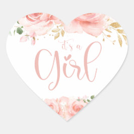 Pink und Gold Girl Baby Duschgeschenke Tags Herz-Aufkleber