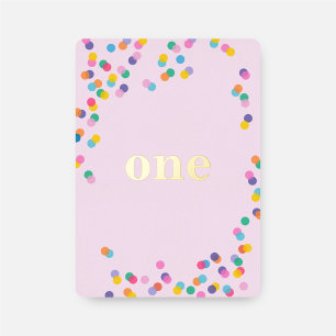 Pink und Gold Girl's First Birthday Confetti Folieneinladung