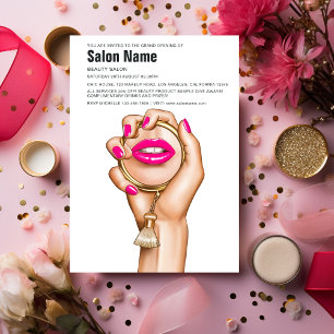 Pink und Gold Glam Chic Beauty Salon Eröffnung Einladung