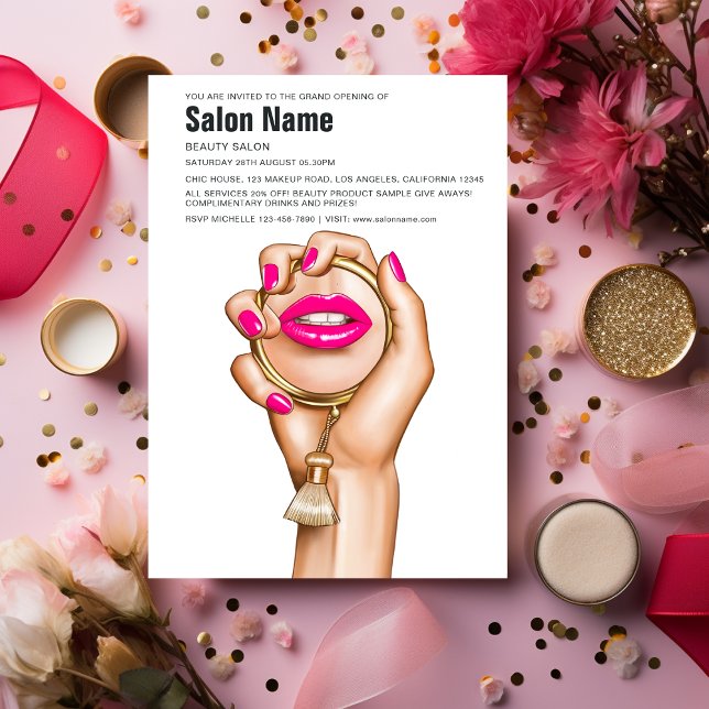 Pink und Gold Glam Chic Beauty Salon Eröffnung Einladung (Von Creator hochgeladen)