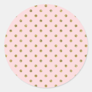 Pink- und Gold-Glitter-Sparkle-Polka-Punkte Chic P Runder Aufkleber