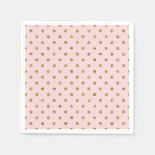 Pink- und Gold-Glitter-Sparkle-Polka-Punkte Chic P Serviette