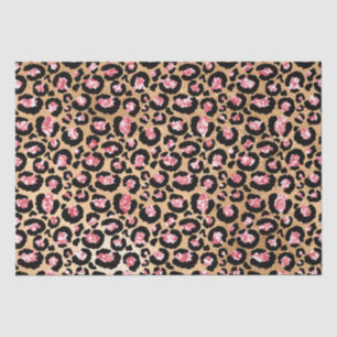 Pink und Gold Glitzer Glam Leopard Spots Muster Seidenpapier