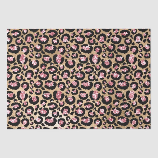 Pink und Gold Glitzer Glam Leopard Spots Muster Seidenpapier (Vorderseite)