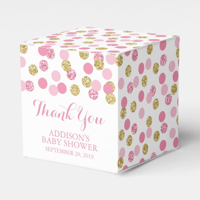 Pink und Gold Glitzer Kinderdusche Gefälligkeitsbo Geschenkschachtel (Vorderseite)