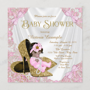 Pink und Gold Glitzer Showdusche Einladung