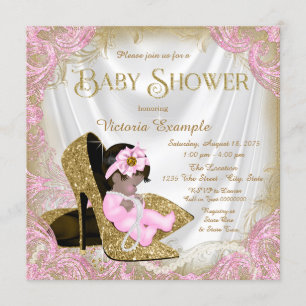 Pink und Gold Glitzer Showdusche Pearl Baby Dusche Einladung