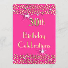 Pink und Gold Glitzy Sparkle 30. Geburtstag Party Einladung