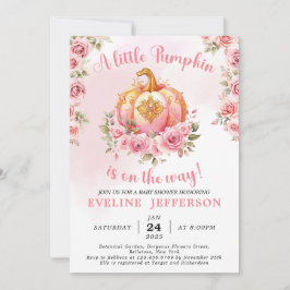 Pink und Gold Halloween Little Pumpkin Baby Dusche Einladung