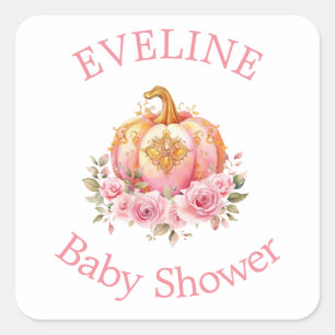 Pink und Gold Halloween Little Pumpkin Baby Dusche Quadratischer Aufkleber