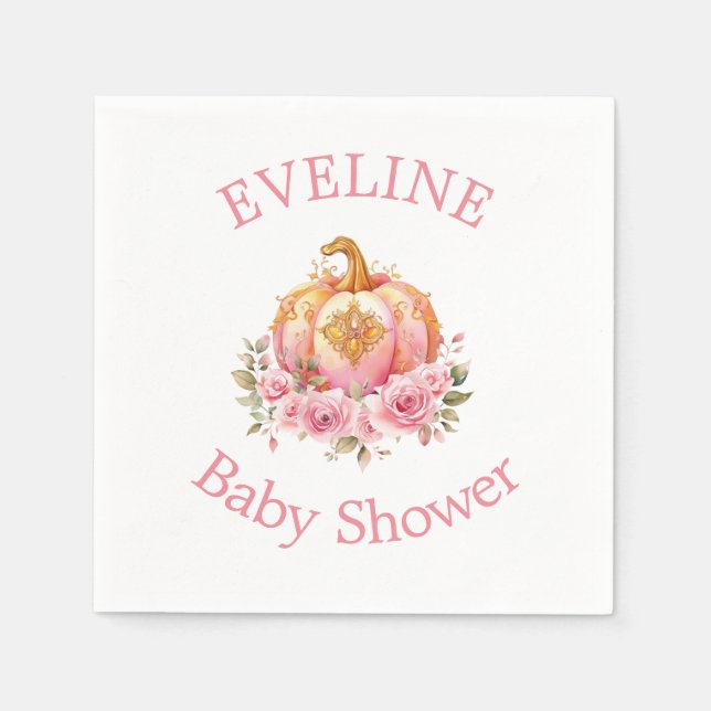 Pink und Gold Halloween Little Pumpkin Baby Dusche Serviette (Vorderseite)