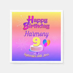 PINK und GOLD Happy Birthday Bearbeitbar Serviette