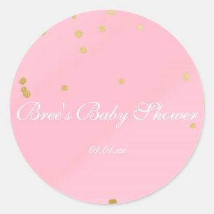 Pink- und Gold-Konfetti-Glamour-Shower Favor Stick Runder Aufkleber