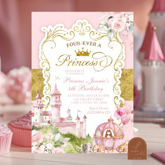 Pink und Gold Königreich Für immer eine Prinzessin Einladung