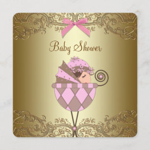 Pink und Gold Lace Girl Baby Dusche Einladung
