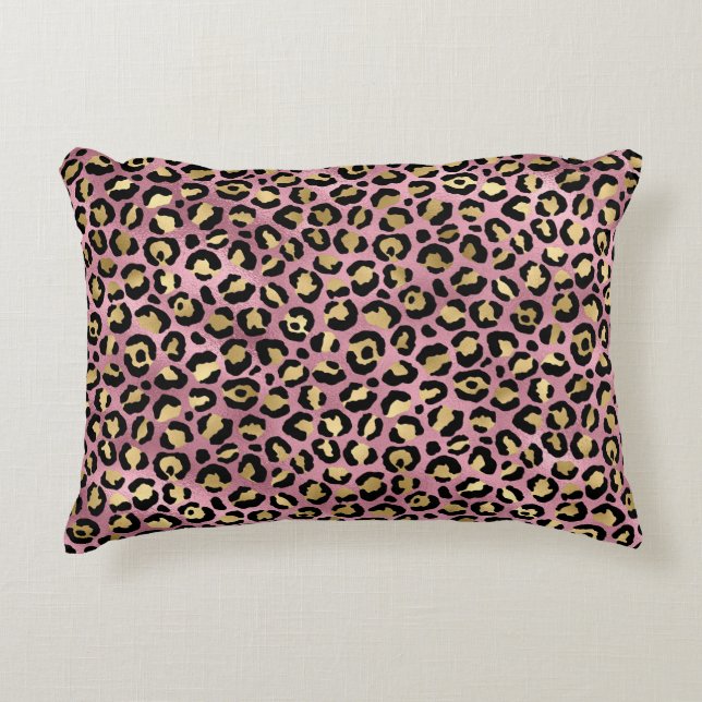 Pink und Gold Leopard Serie Design 15 Dekokissen (Vorderseite)
