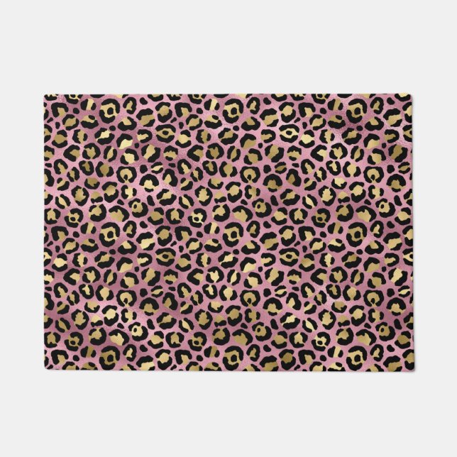 Pink und Gold Leopard Serie Design 15 Fußmatte (Vorderseite)