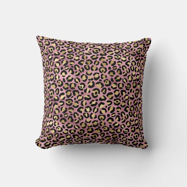 Pink und Gold Leopard Serie Design 15 Kissen (Vorderseite)