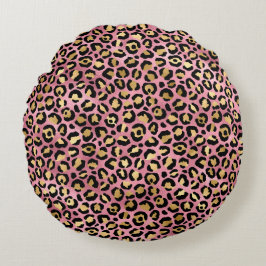 Pink und Gold Leopard Serie Design 15 Rundes Kissen