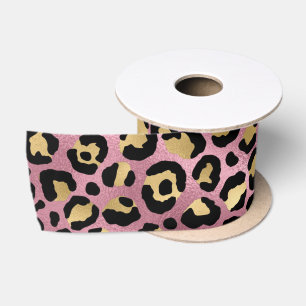 Pink und Gold Leopard Serie Design 15 Satinband