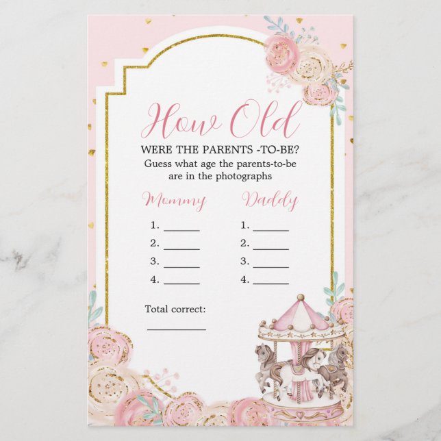 Pink und Gold Magische Karussell wie alt die Elter (Vorderseite)