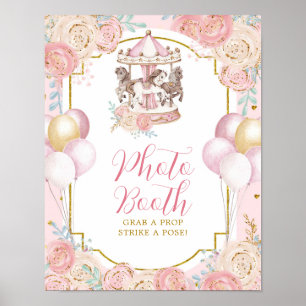 Pink und Gold Magisches Karussell Foto Booth Schil Poster