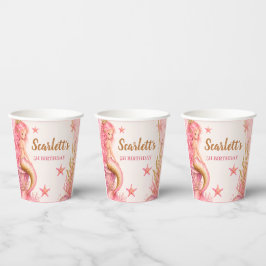 Pink- und Gold-Meerjungfrau-Geburtstag Pappbecher