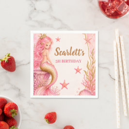 Pink- und Gold-Meerjungfrau-Geburtstag Serviette
