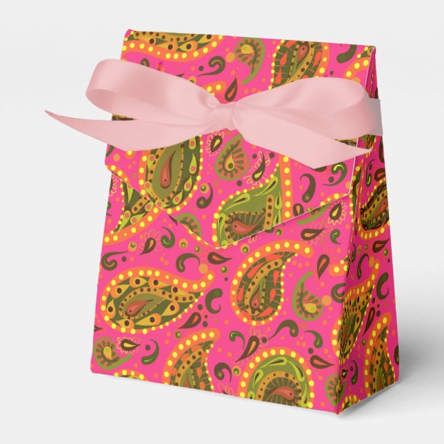 Pink und Gold Paisley Hübsch Geschenkschachtel (Vorderseite)