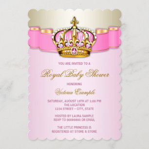 Pink und Gold Princess Babydusche Einladung