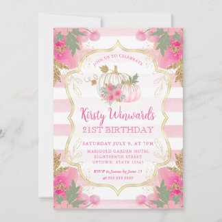 Pink und Gold Pumpkin Rahmen 21. Geburtstag Einladung