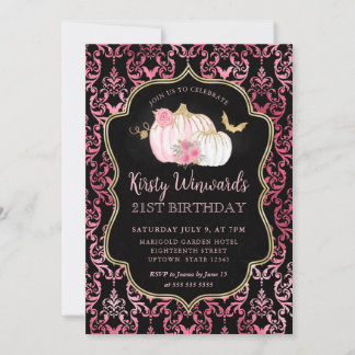 Pink und Gold Pumpkin Rahmen 21. Geburtstag Einladung