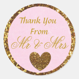 Pink und Gold Wedding Vielen Dank Sticker "Mr & Mr