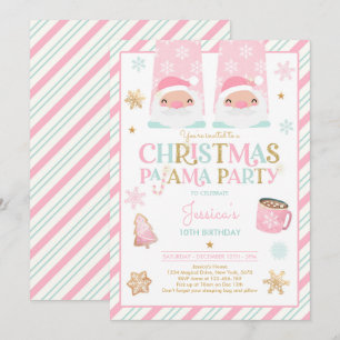 Pink und Gold Weihnachts Pajama Geburtstagsparty Einladung