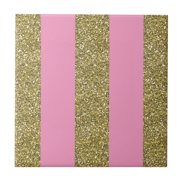 Pink- und Goldglitter Fliese (Vorderseite)