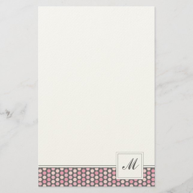 Pink und Grau-Dots-Musterböden Briefpapier (Vorderseite)