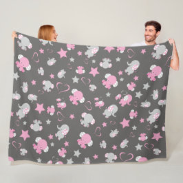 Pink und Grau Elephant Muster drucken Fleecedecke