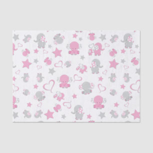 Pink und Grau Elephant Muster drucken Seidenpapier