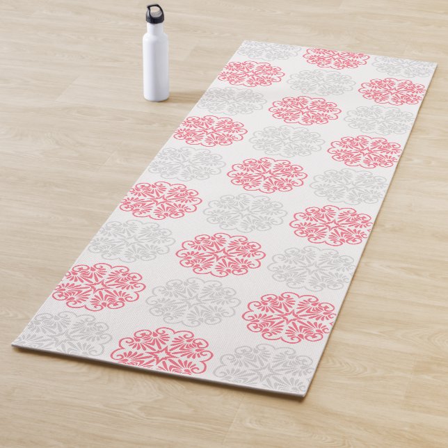 Pink und Grau Geblüht Muster Moderne Yoga Mat Yogamatte (Beispiel)