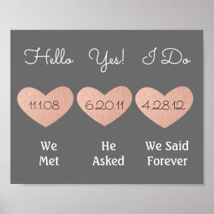Pink und Grau-Jubiläumszeichen   Hochzeitsgeschenk Poster