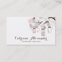 Pink und Grau Mason Jars Business Card
