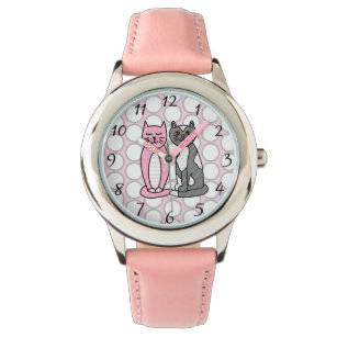 Pink und Grau Niedliche Kätzchen Armbanduhr