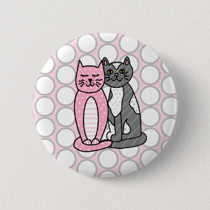 Pink und Grau Niedliche Kätzchen   Button