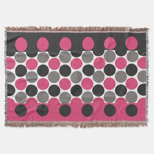 Pink und Grau Polka Dot Decke (Vorderseite)