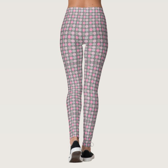 Pink und Grau Polka Dot Leggings (Rückseite)