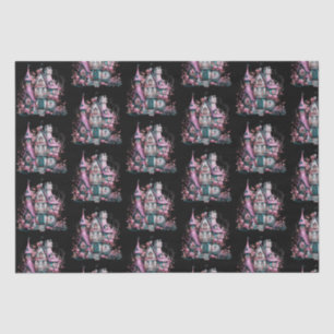 Pink und Graues Spuk Hausmuster Halloween Seidenpapier