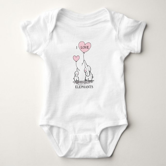 Pink und Gray Baby Elephant Baby Strampler (Vorderseite)