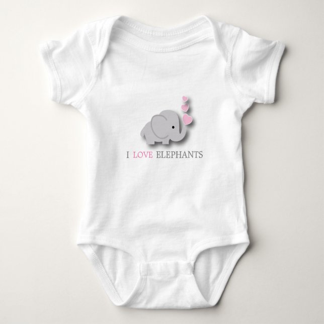 Pink und Gray Baby Elephant Baby Strampler (Vorderseite)