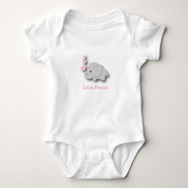 Pink und Gray Baby Elephant - Little Peanut Baby Strampler (Vorderseite)