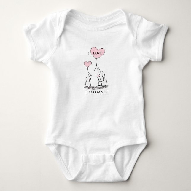 Pink und Gray Baby Elephant Strampler (Vorderseite)